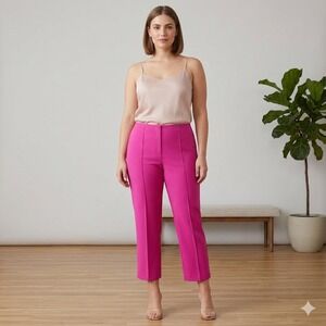 Rachel Zoe Pink High Rise Cropped Pants Womens 10 Magenta Stretch Trousers